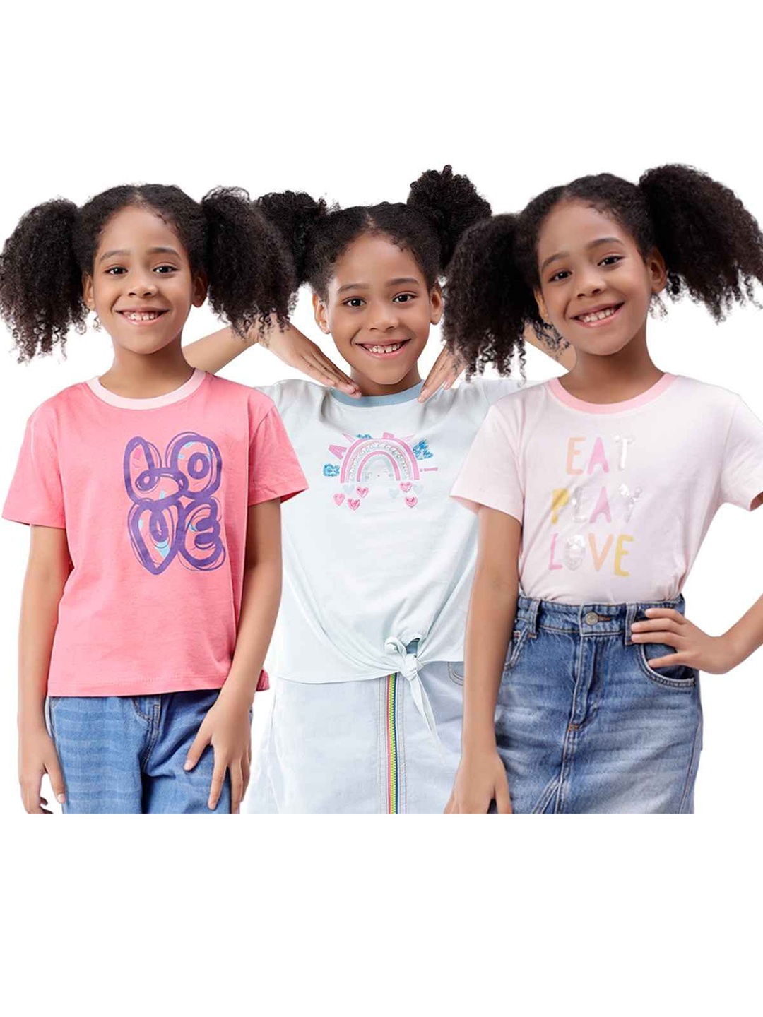 

Nimble Girls Typography 3 Printed T-shirt, Pink