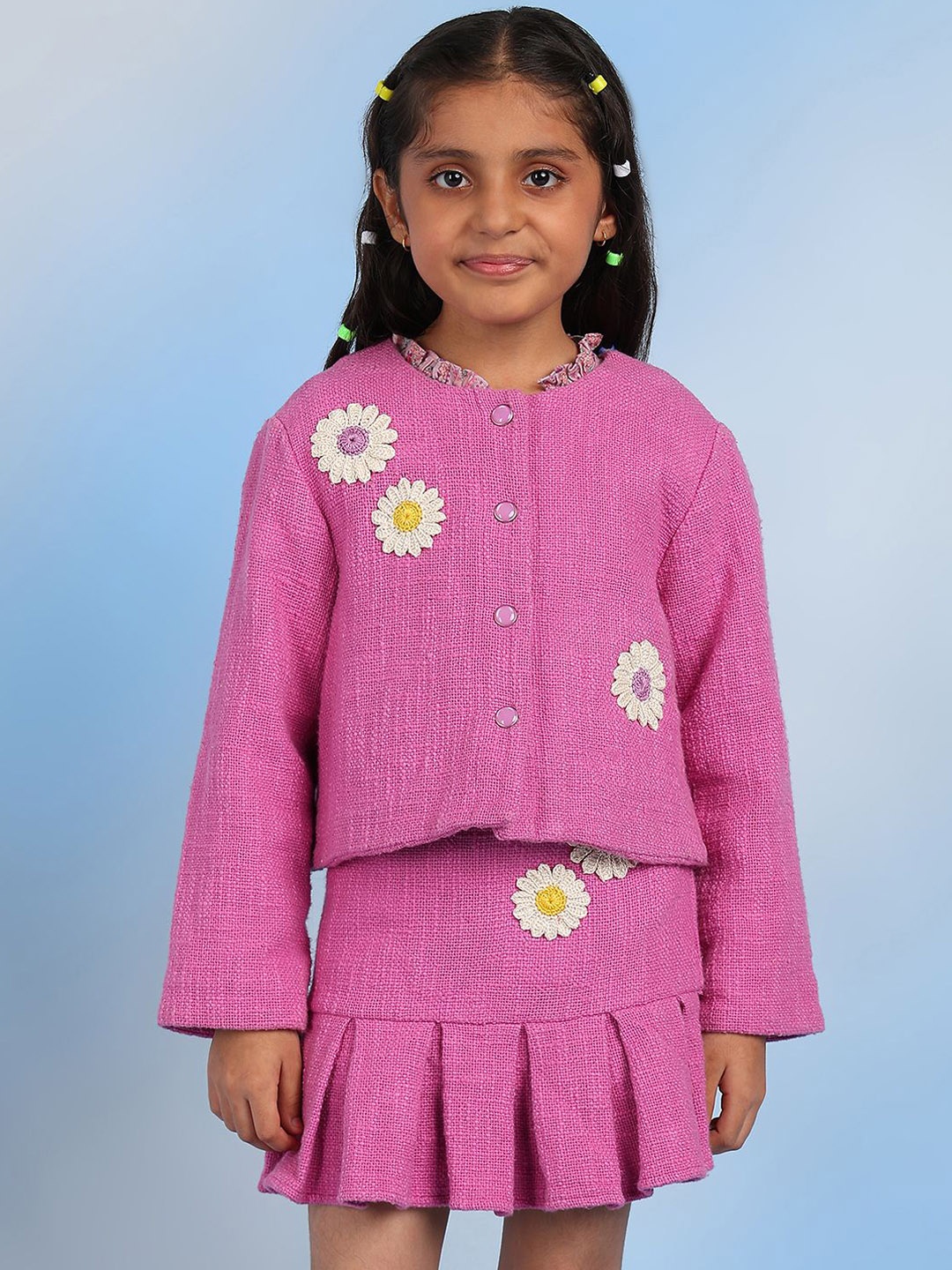 

The Tribe kids Girls Collarless Cotton Cape Jacket, Pink