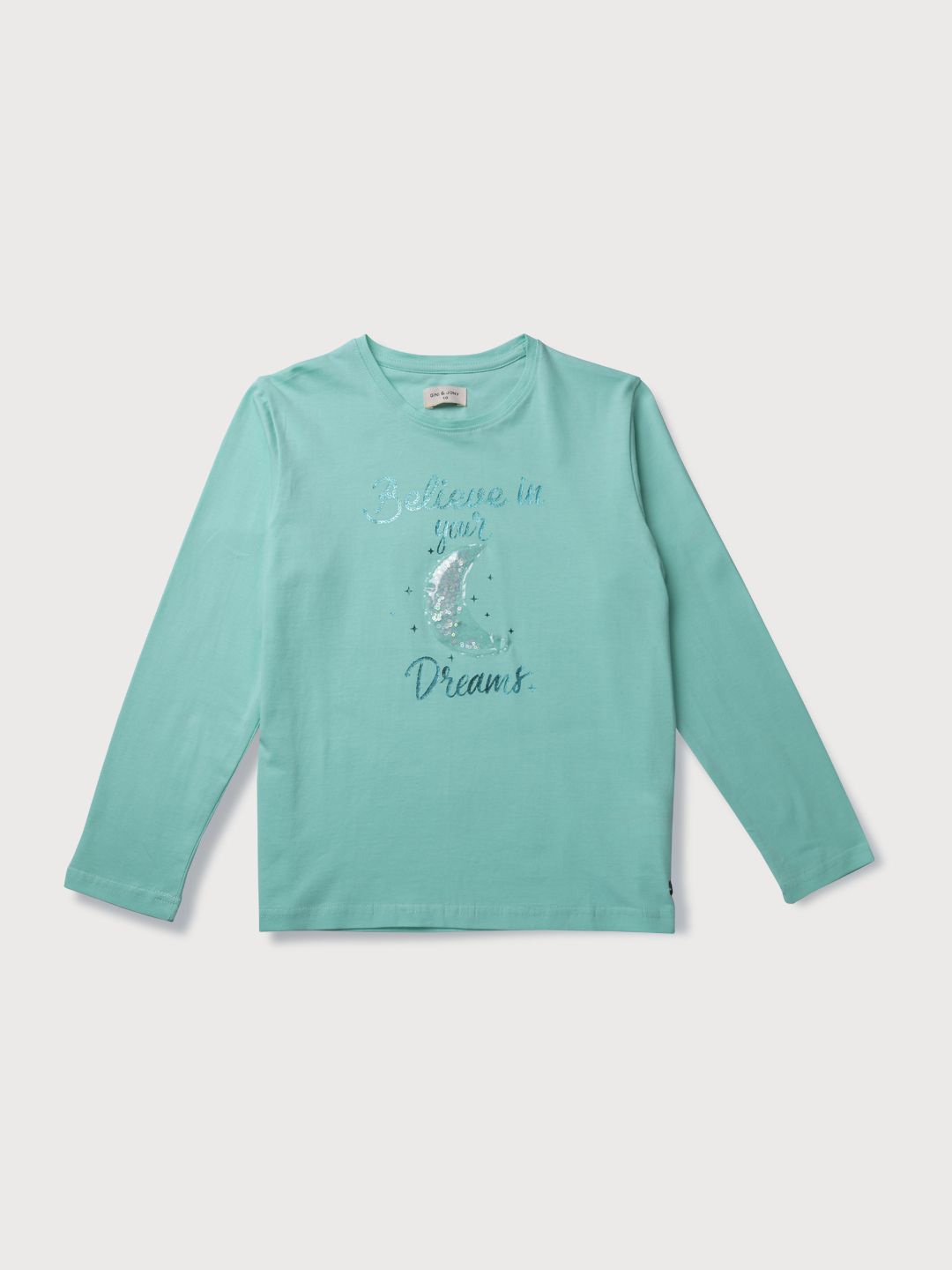 

Gini and Jony Girls Typography Printed Embellished Round Neck Cotton T-shirt, Blue