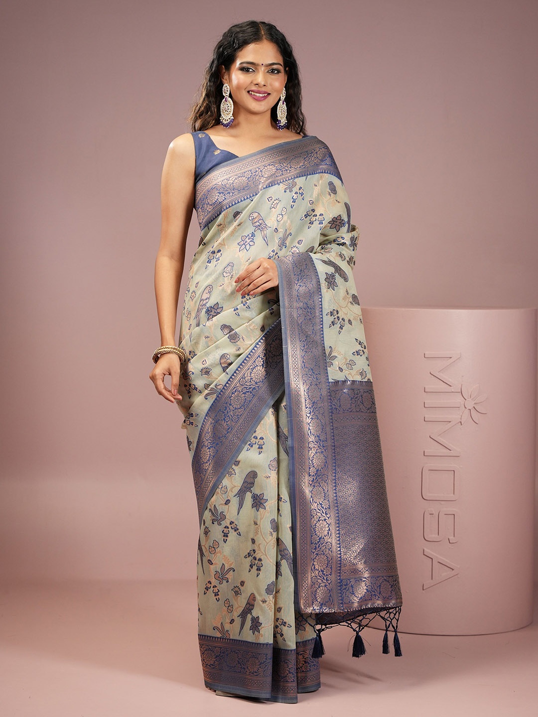 

MIMOSA Woven Design Zari Banarasi Saree, Blue