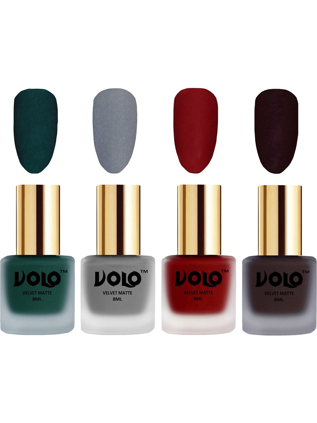 

VOLO Set Of 4 Velvet Matte Nail Polish - 8 ml Each - 12 - 20 - 22 - 45, Multi