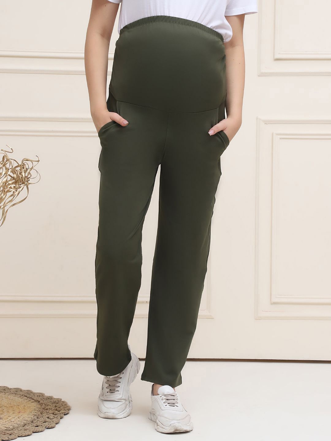 

WELL KEPT Women Straight-Fit Maternity Track Pant, Olive