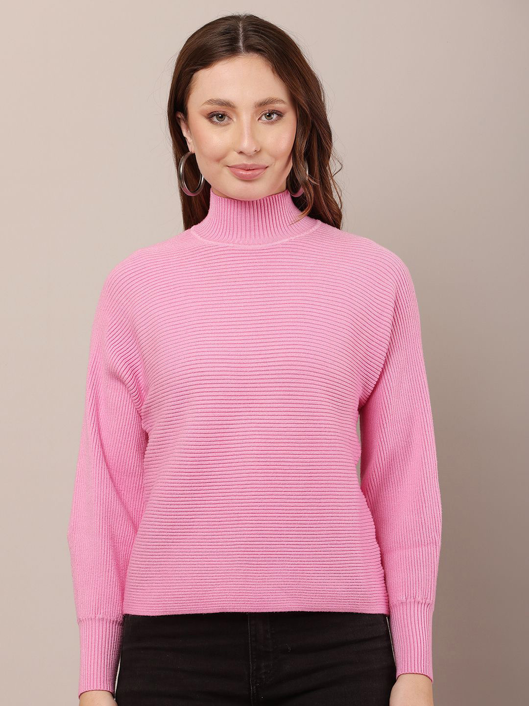 

NoBarr Women Ribbed Pullover Sweaters, Pink