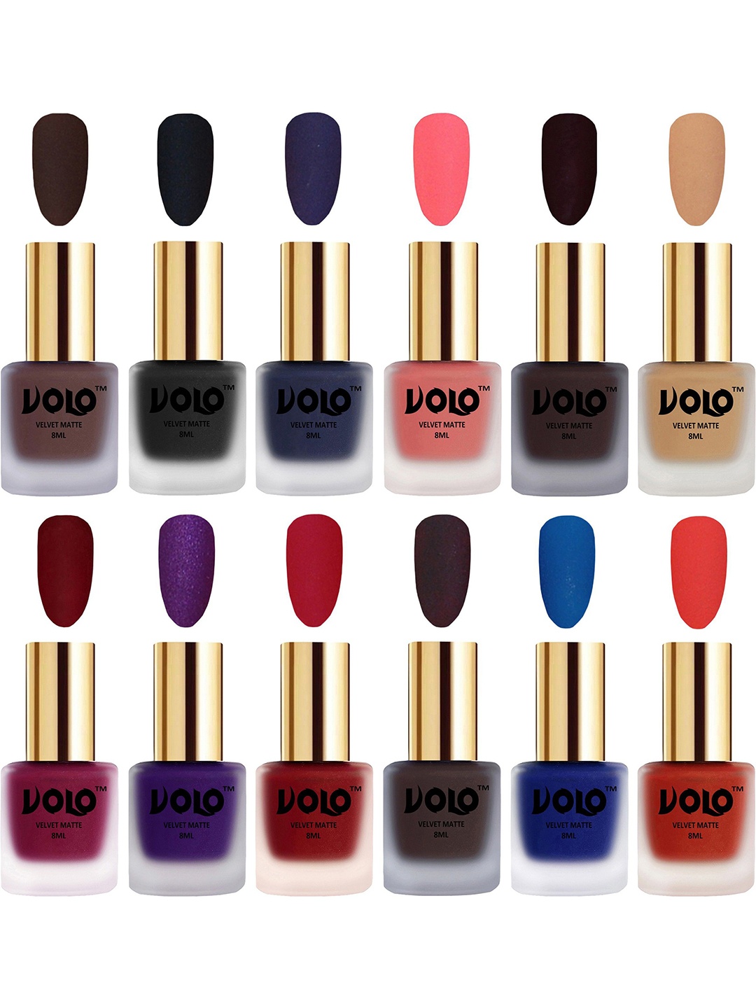 

VOLO Set Of 12 Velvet Matte Nail Polish - 8 ml Each, Burgundy