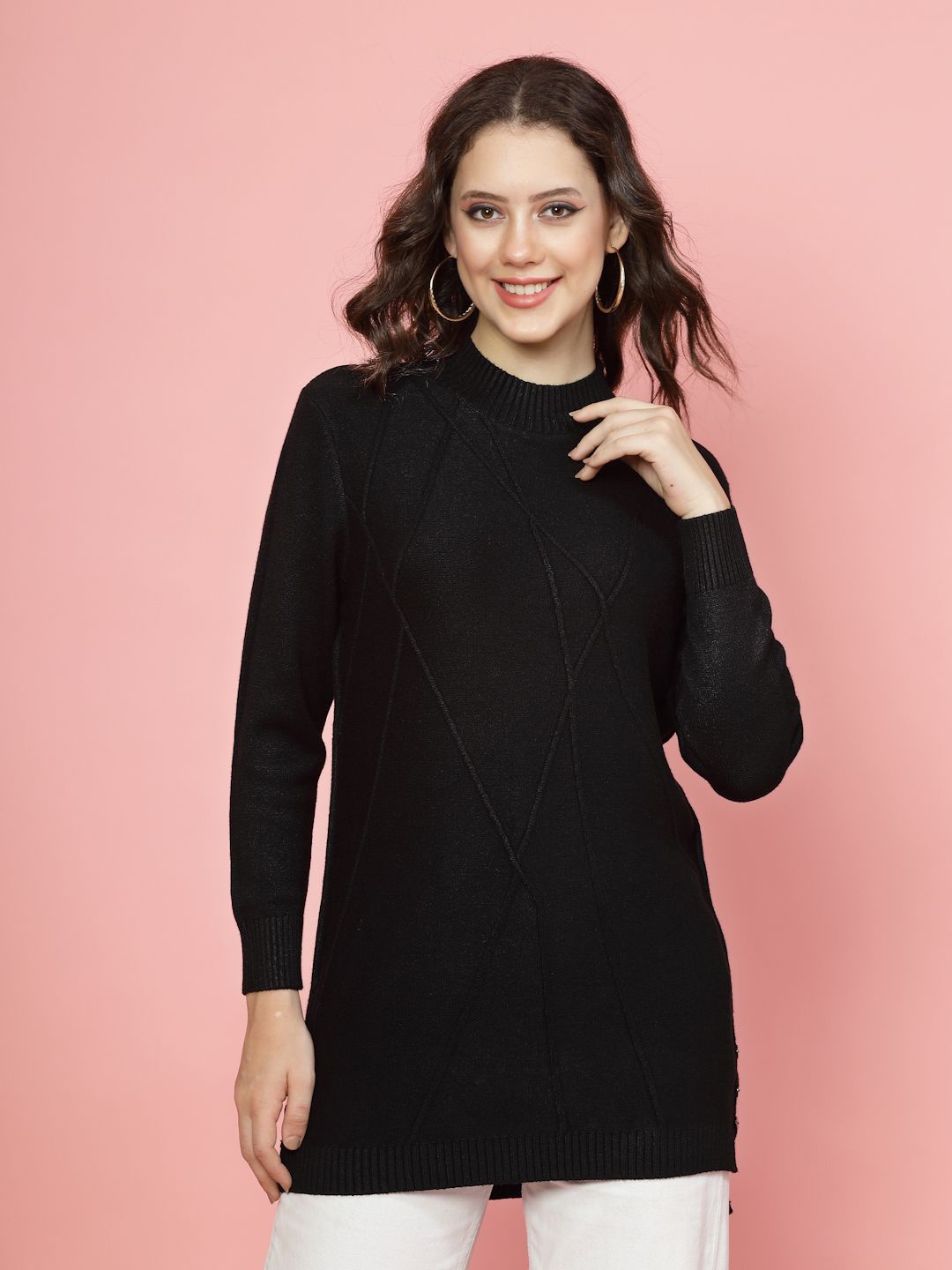 

Mafadeny Women Solid Round Neck Top, Black
