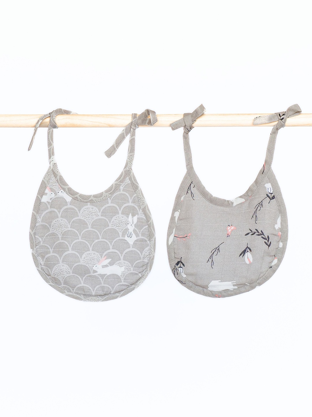 

cocoon care Infants Pack Of 2 Printed Bibs, Grey