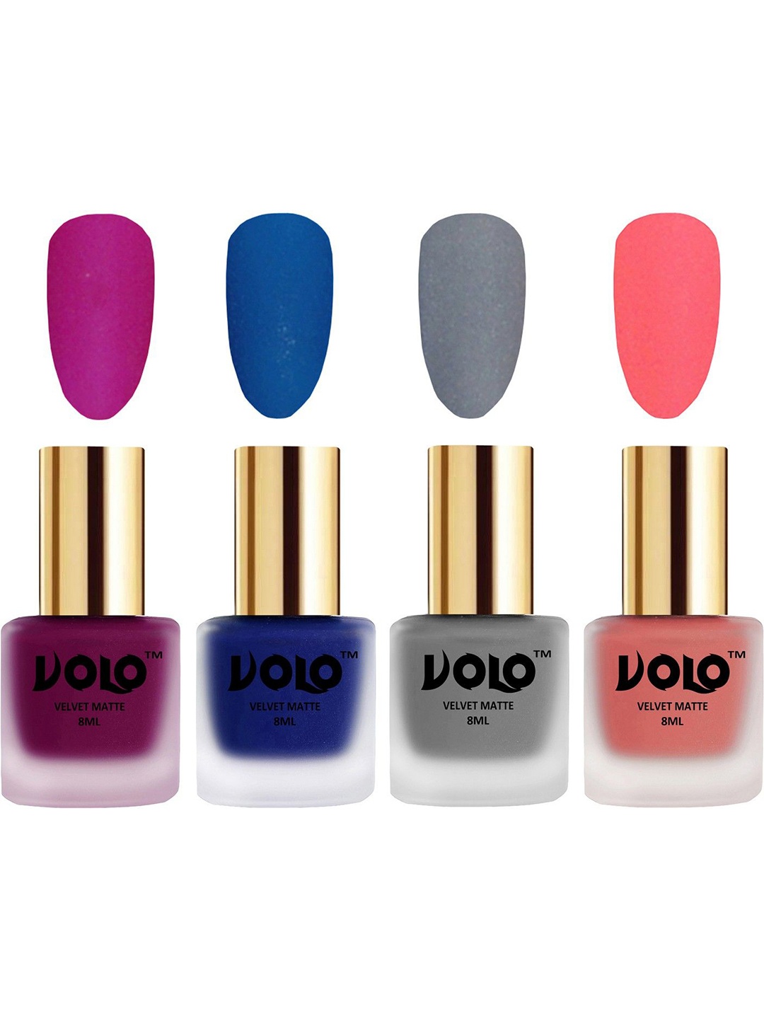 

VOLO Set Of 4 Velvet Matte Nail Polish- 8 ml Each- Shade- 14- 19- 20- 41, Multi