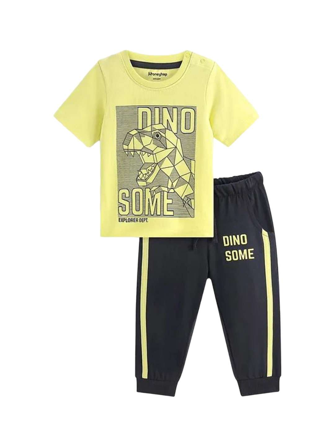 

Honeyhap Boys Graphic Printed Night suit, Yellow