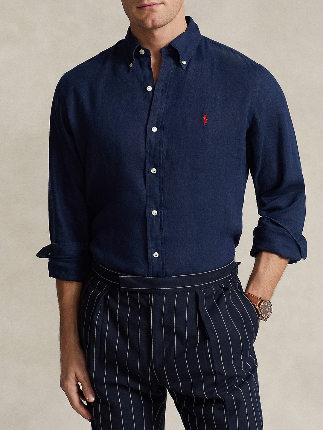 

Polo Ralph Lauren Men Custom Fit Long Sleeves Shirt, Navy blue