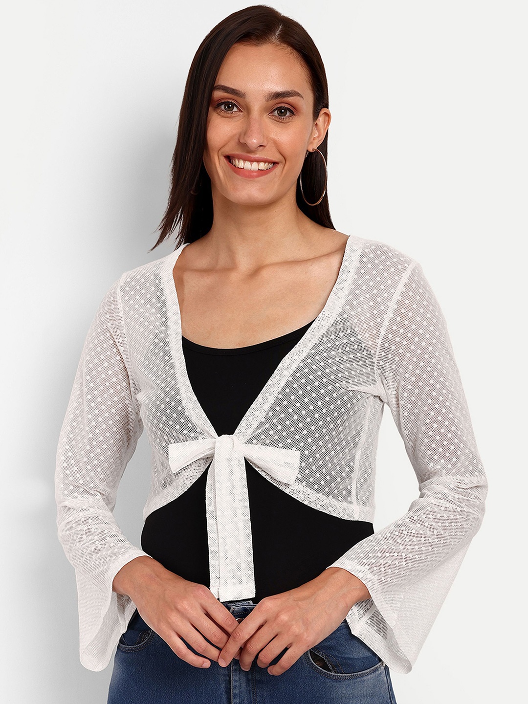 

Espresso Women Tie-Up Shrug, White