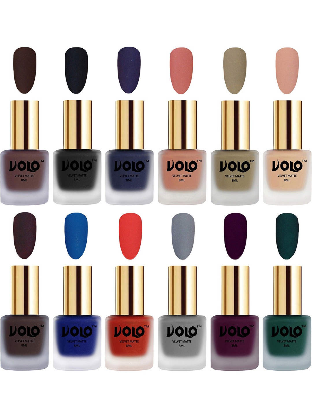 

VOLO Set Of 12 Velvet Matte Nail Polish - 8 ml Each, Nude