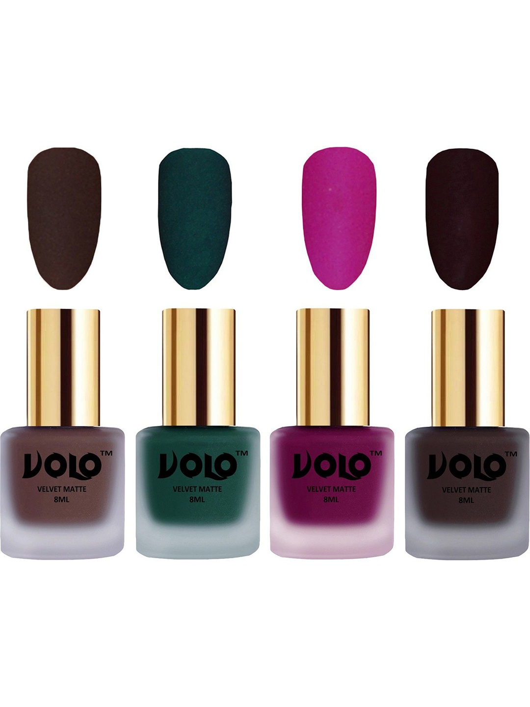 

VOLO Set Of 4 Velvet Matte Nail Polish - 8 ml Each - 2 - 12 - 14 - 45, Multi