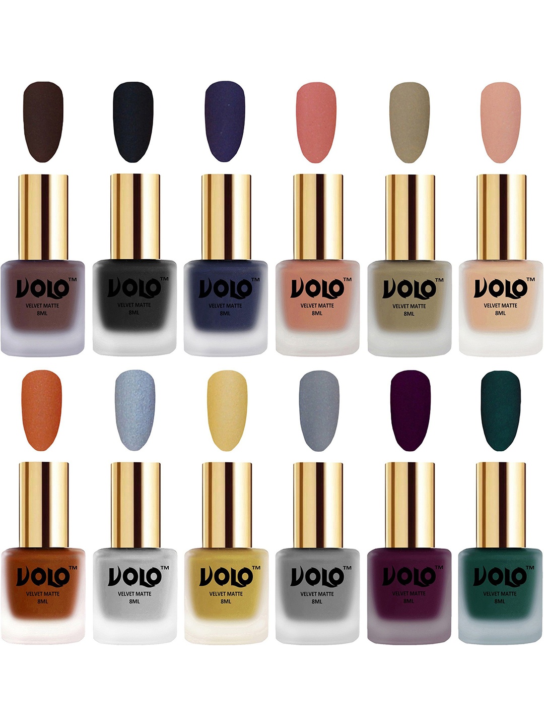 

VOLO Set Of 12 Velvet Matte Nail Polish - 8 ml Each, Nude