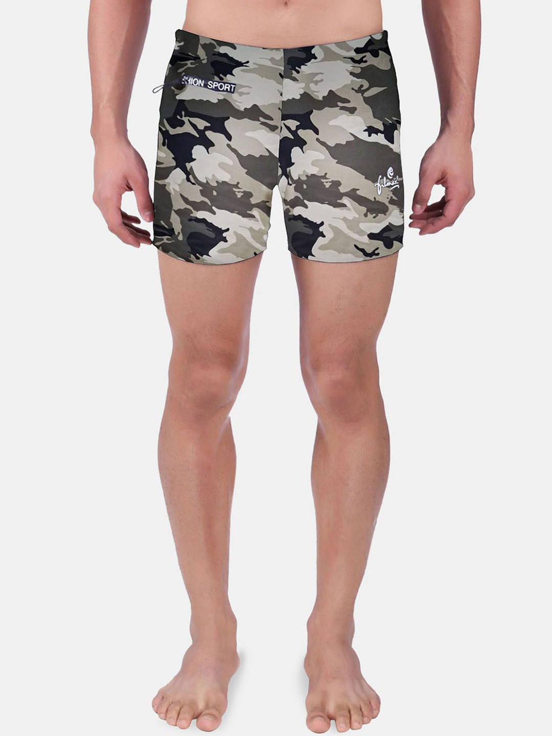 

FILMAX ORIGINALS Men Camouflage Printed Swim Bottoms, Khaki