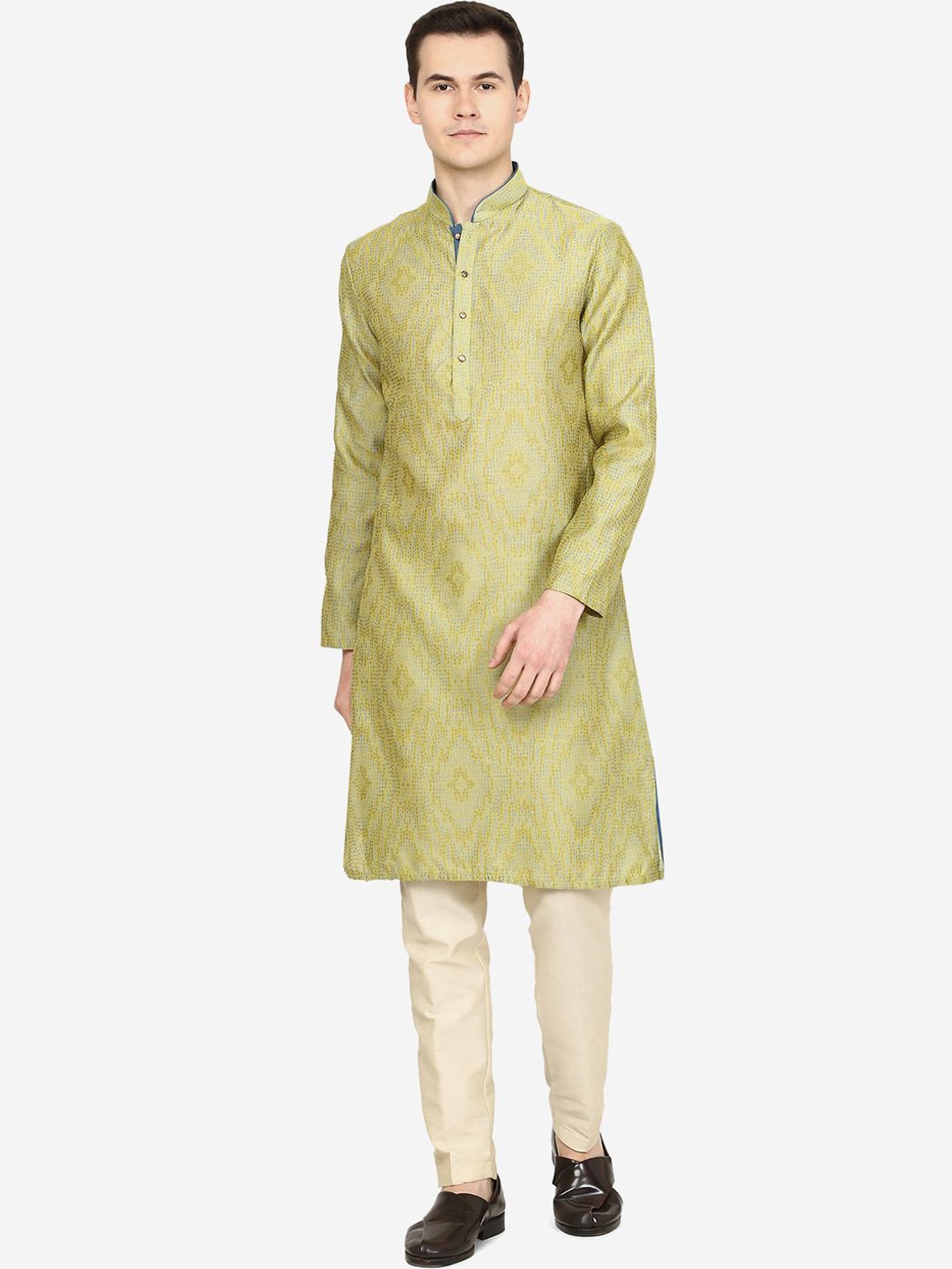 

THE KURTA COMPANY Men Thread Work Kurta, Green