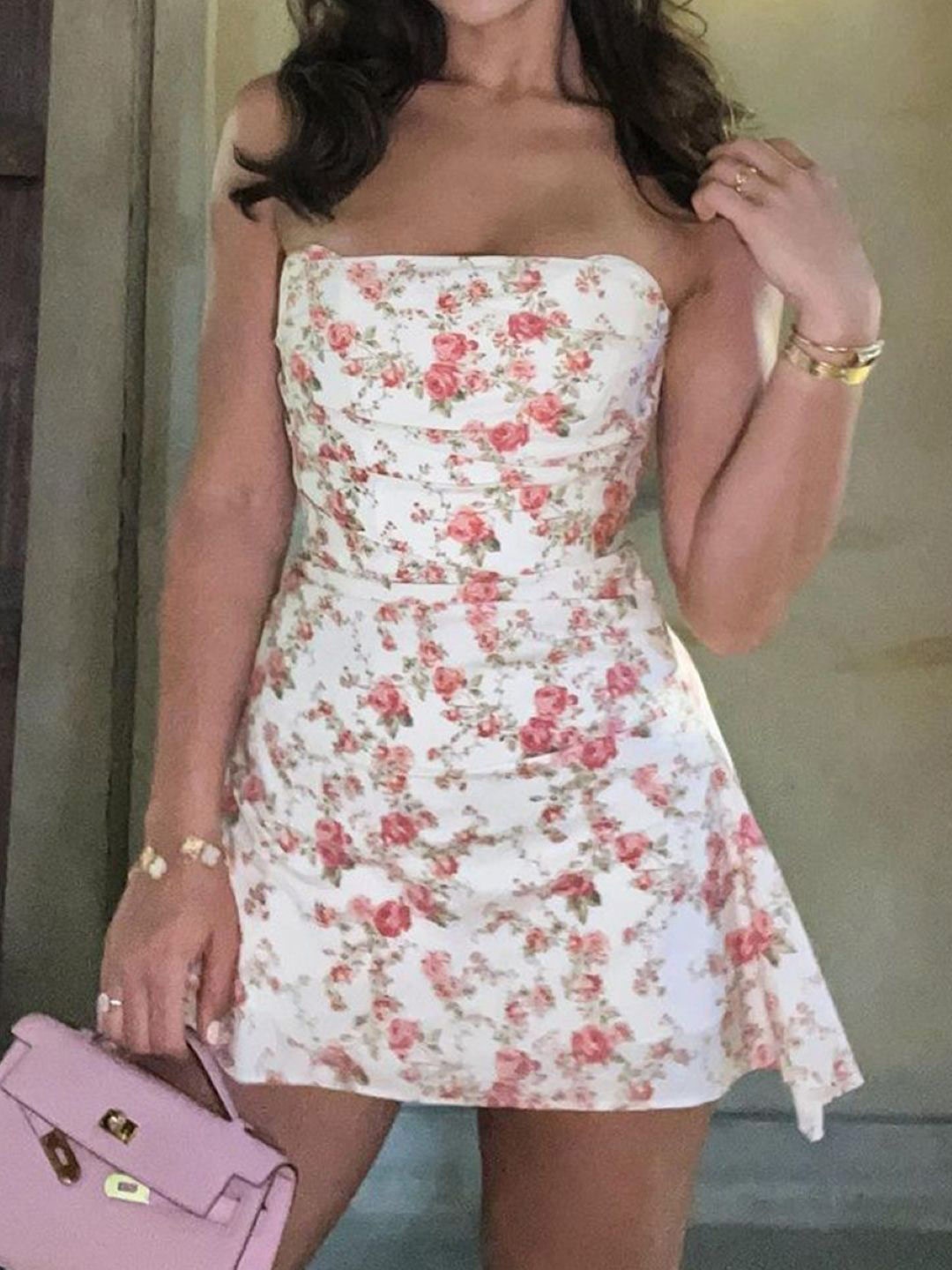 

StyleCast Floral Print Off-Shoulder Bandeau Dress, Pink