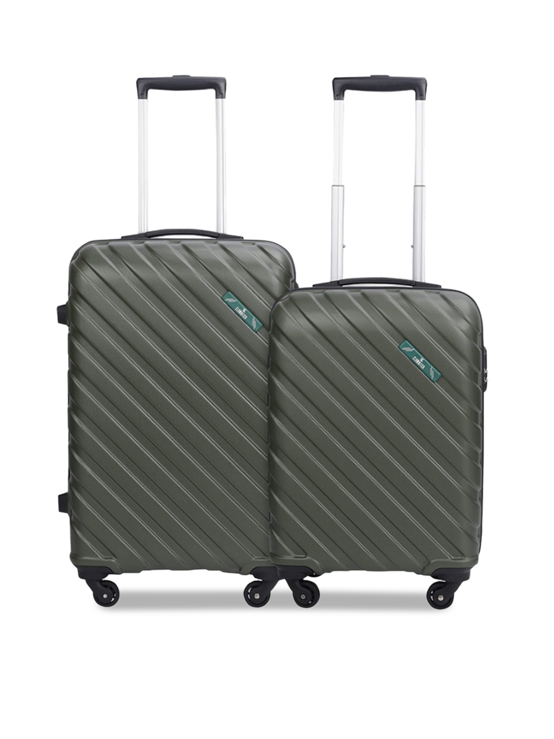 

THE CLOWNFISH Unisex Set Of 2 Textured Hard-Sided Trolley Suitcase, Green
