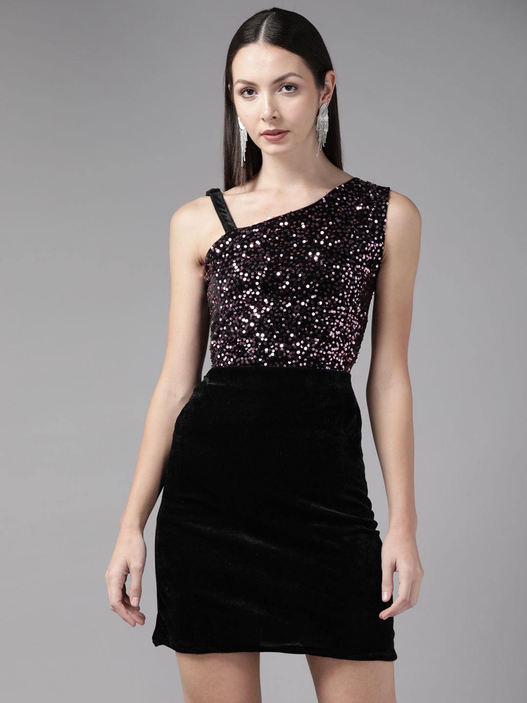 

BAESD Womens Velvet Sheath Mini Dress, Pink