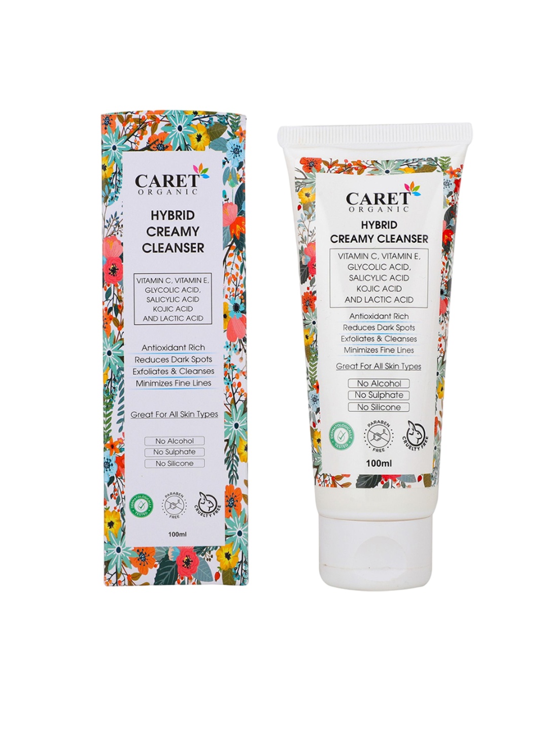 

CARET ORGANIC Hybrid Creamy Cleanser With Vitamin C Glow Scrub, White