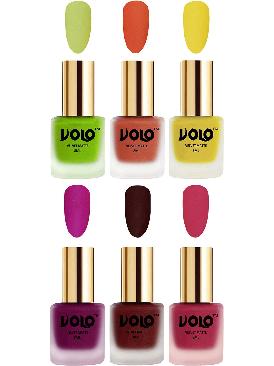 

VOLO Set Of 6 Velvet Matte Nail Polish-8 ml Each, Green