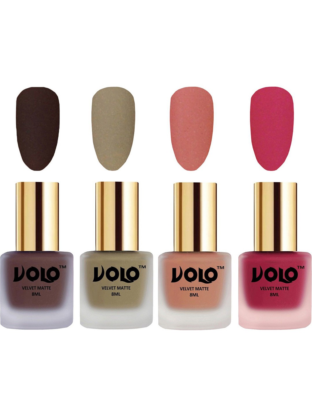 

VOLO Set Of 4 Velvet Matte Nail Polish- 8 ml Each- Shade- 2- 37- 38- 43, Multi