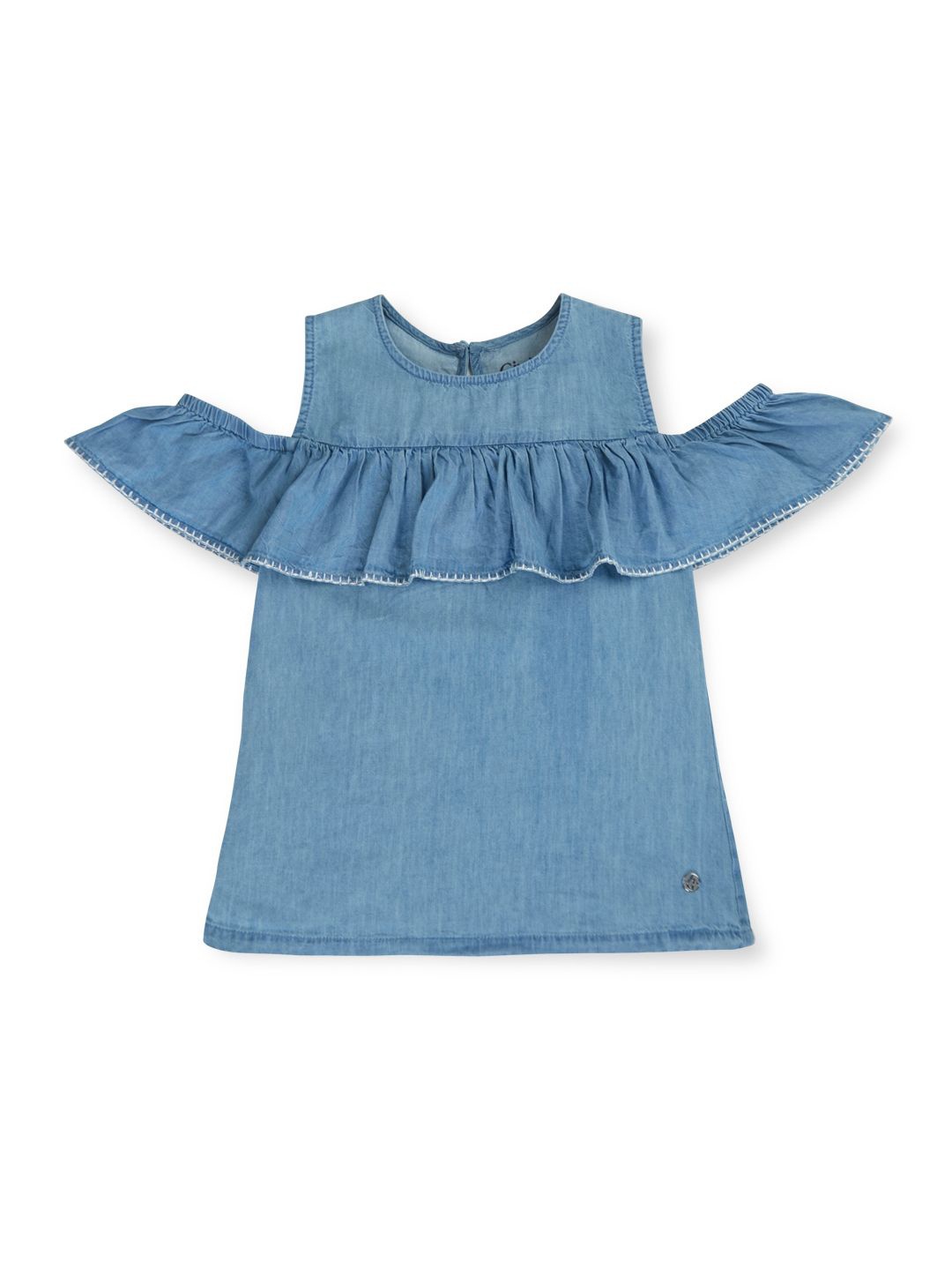

Gini and Jony Girls Solid Round Neck Cotton Top, Blue