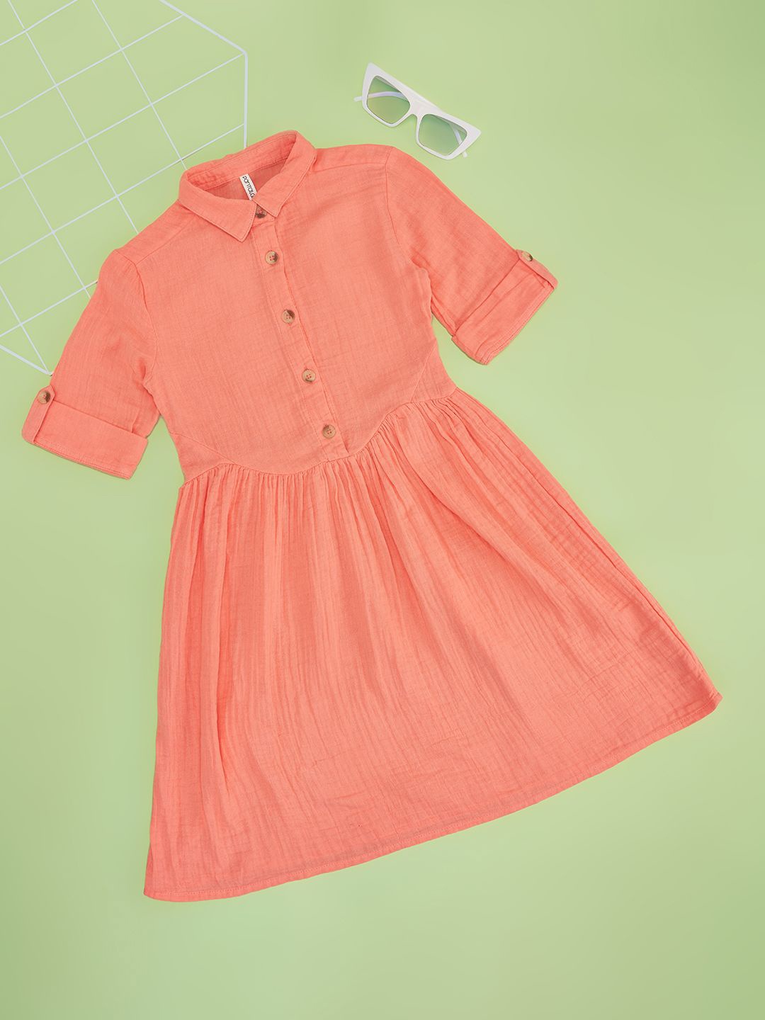 

Pantaloons Junior Girls Print Fit & Flare Dress, Orange