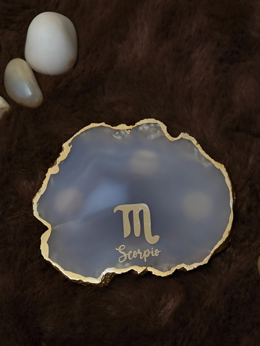 

HOMEARTE White & Gold Toned Zodiac Sign Scorpio Printed Table Coaster