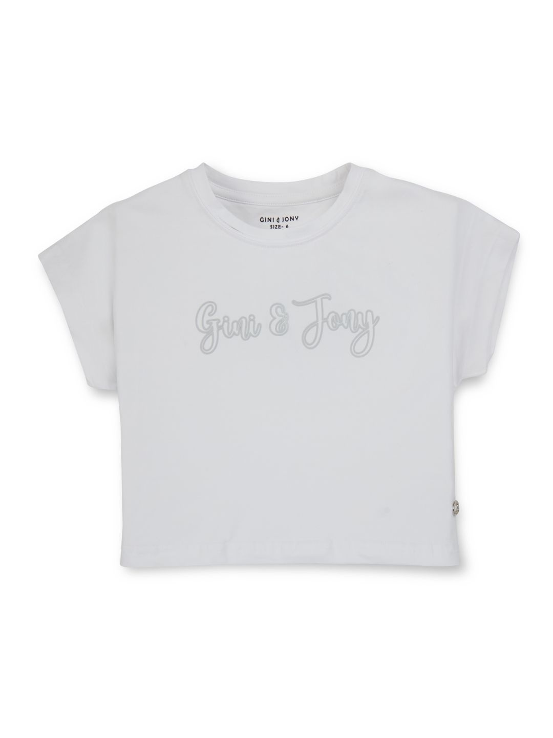 

Gini and Jony Girls Typography Printed Round Neck Cotton T-shirt, White