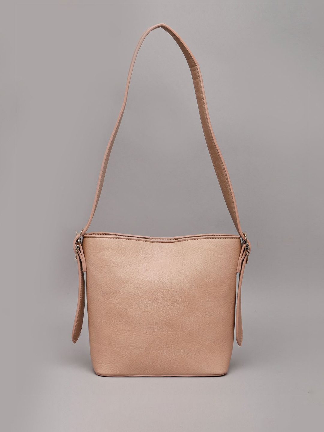 

Mast & Harbour Women Textured Bucket Handheld Bag, Peach