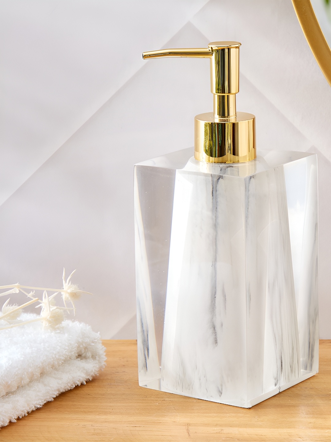 

Home Centre White & Gold-Toned Soap Dispenser 165ml