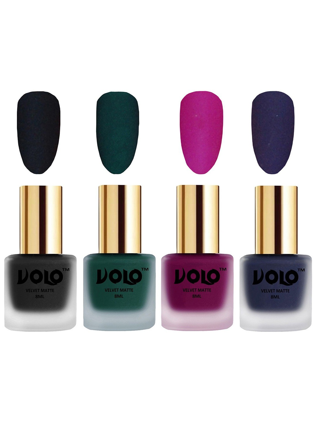 

VOLO Set Of 4 Velvet Matte Nail Polish-8 ml Each Shade-5 -12 -14 -31, Green