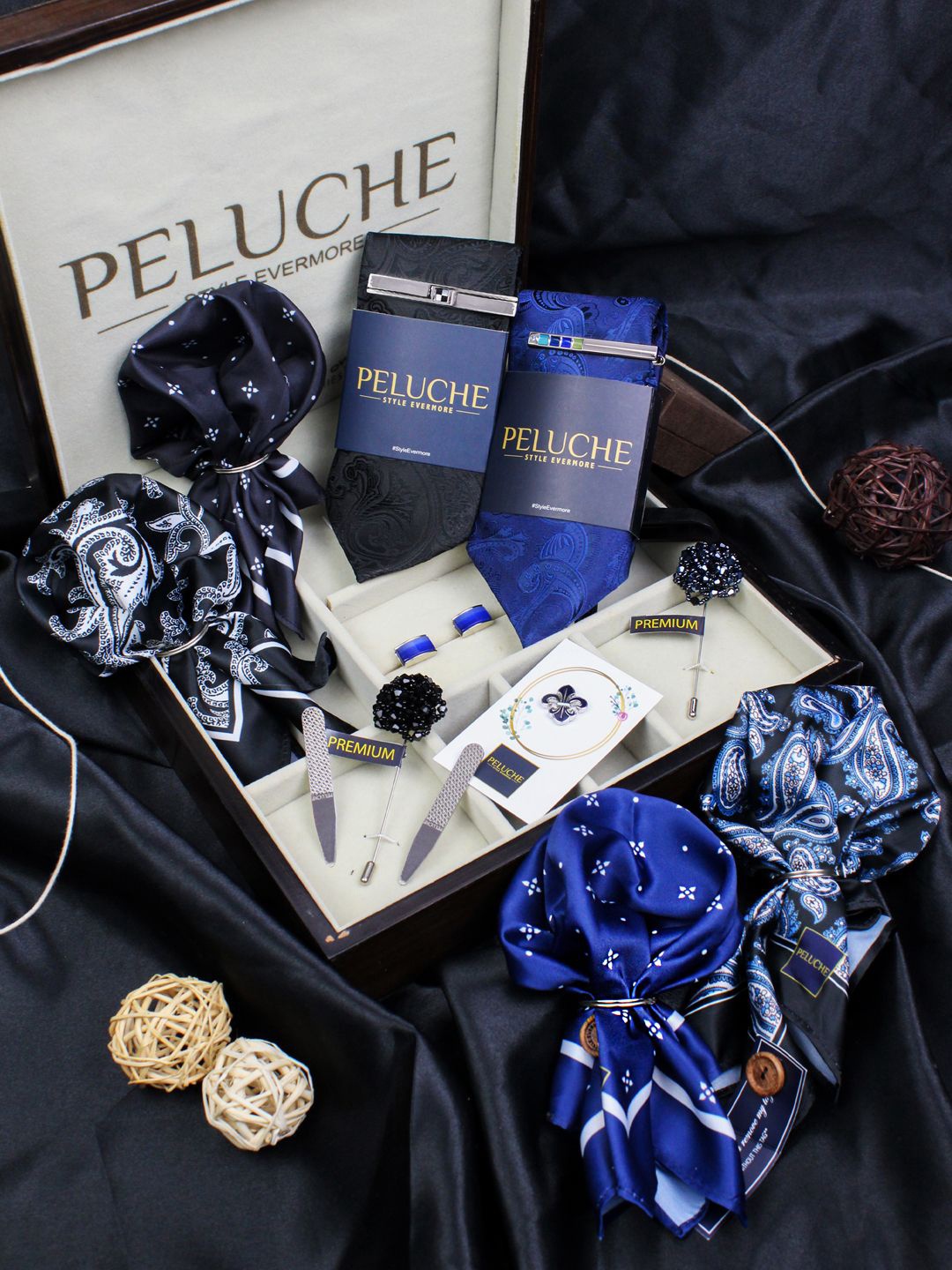 

PELUCHE 13 Pcs Men Premium Accessory Gift Box, Black