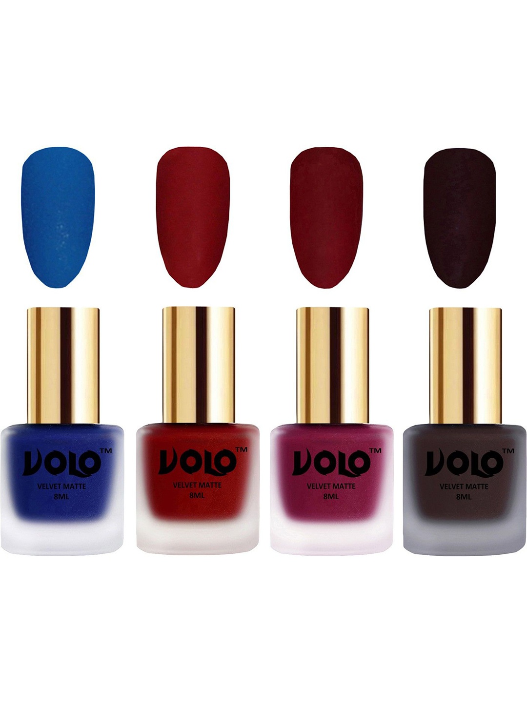 

VOLO Set of 4 Velvet Dull Matte Nail Polish - 8 ml Each - 19-22-25-45, Multi