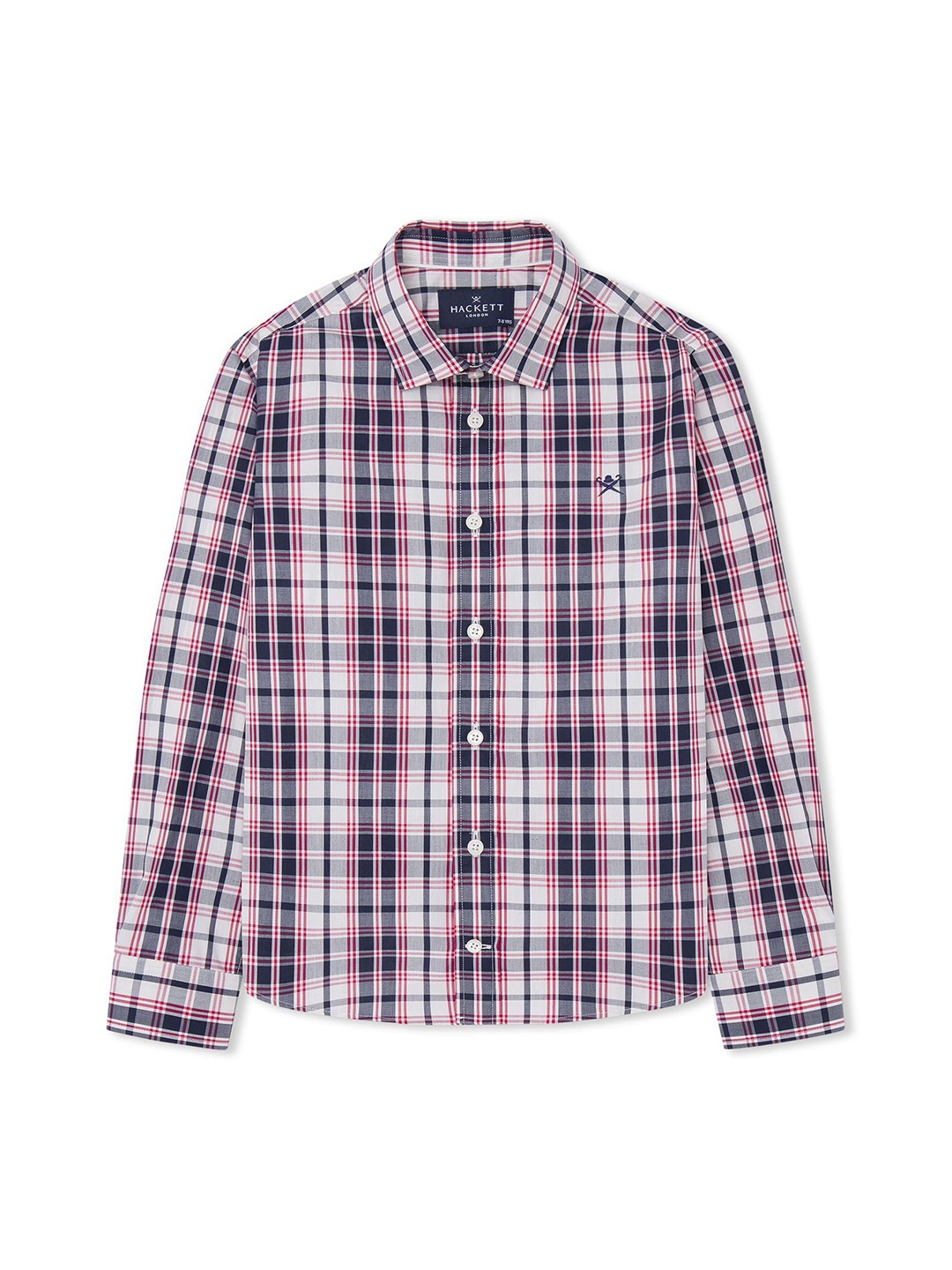 

HACKETT LONDON Boys Spread Collar Checked Cotton Slim Fit Casual Shirt, Red