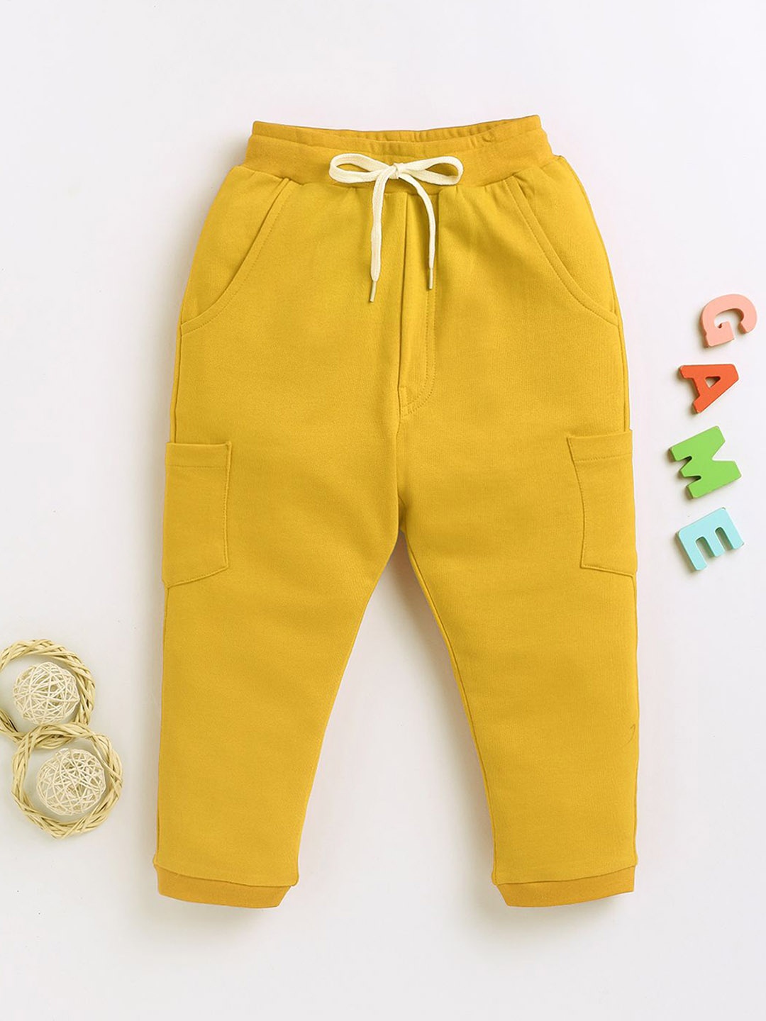 

LITTLE NINJA Boys Regular Fit Mid-Rise Track Pants, Yellow