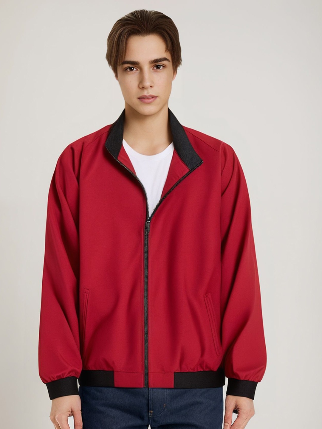 

StyleCast x Revolte Men Colourblocked Tailored Jacket, Red