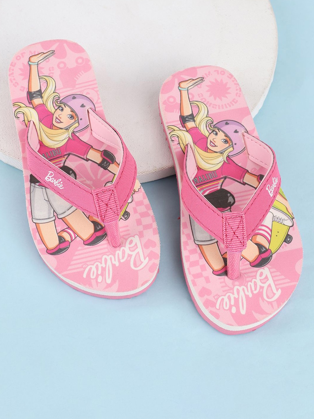 

Kids Ville Girls Barbie Printed Thong Flip-Flops, Pink