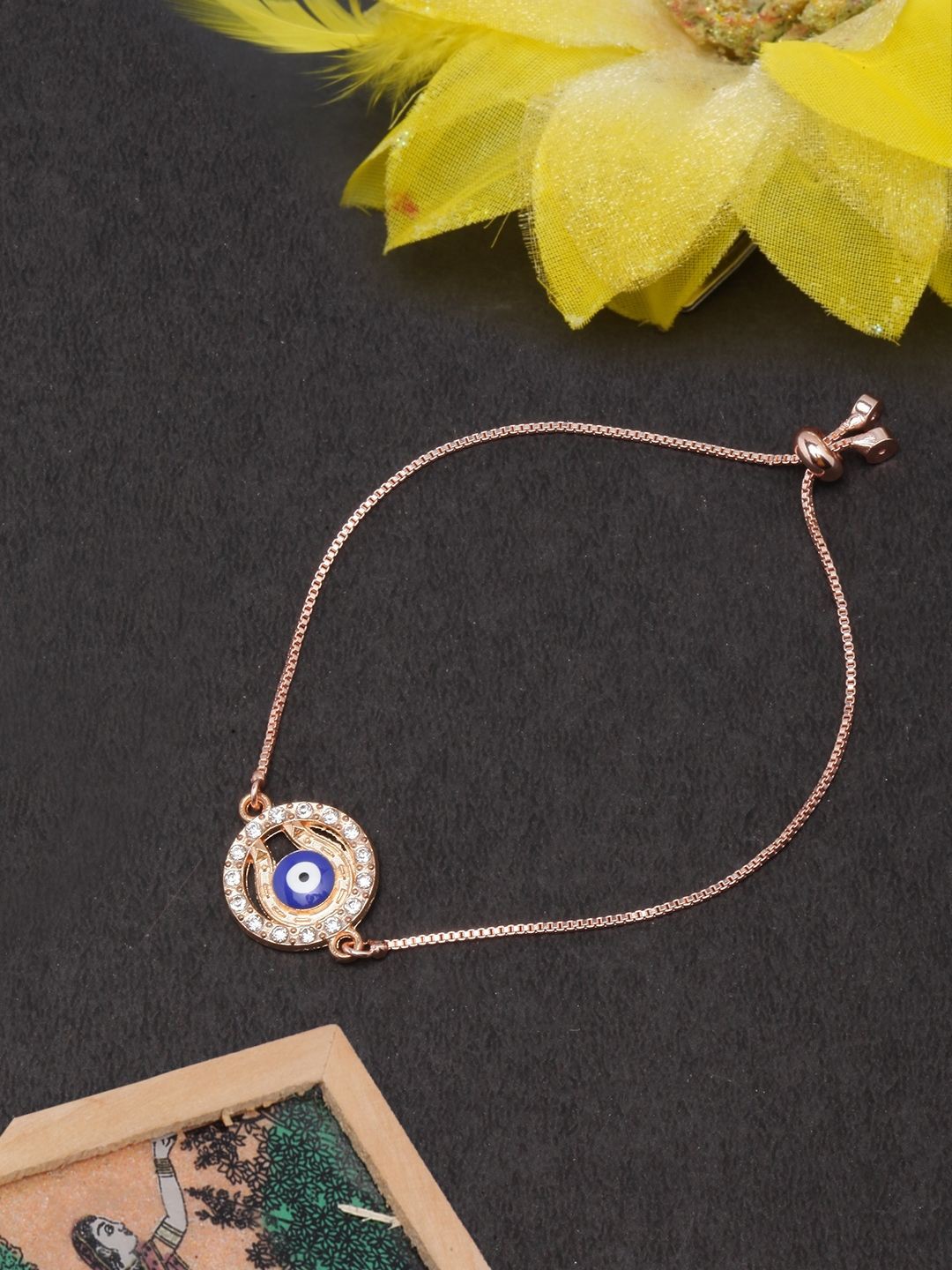 

KPOP Rose Gold-Plated Stone Studded Enamelled Wraparound Bracelet