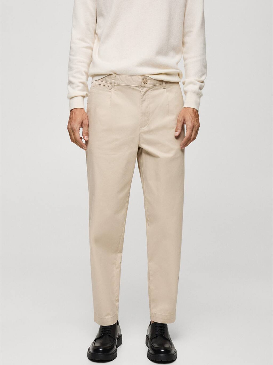 

MANGO MAN Pleated Trousers, Beige