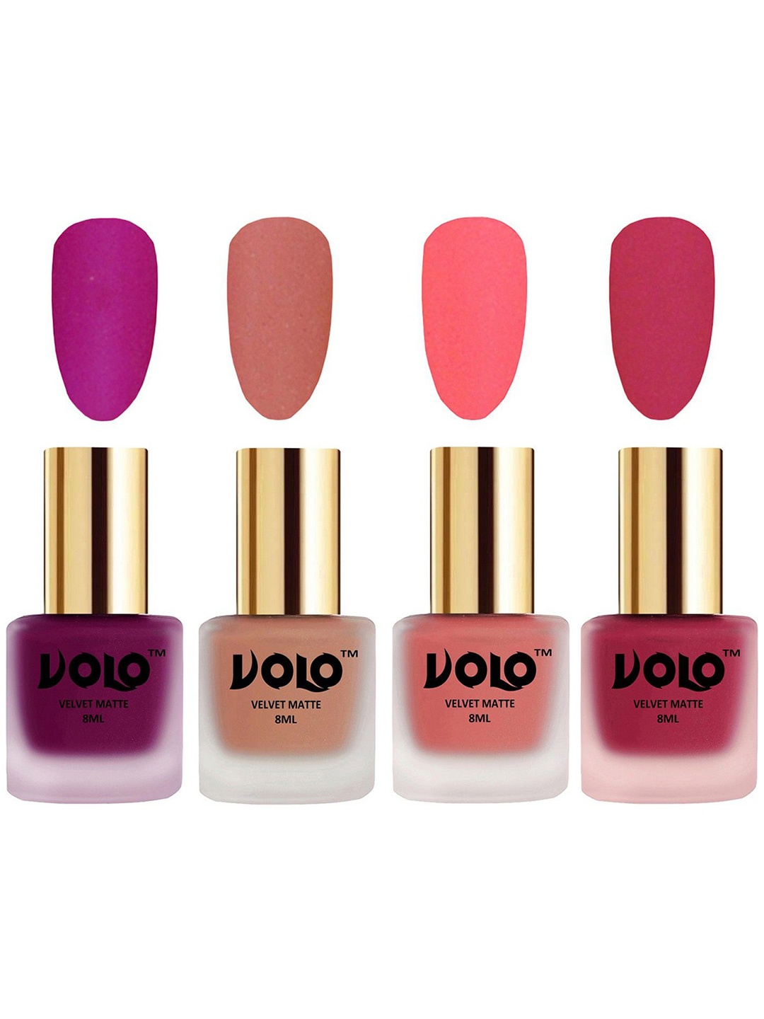 

VOLO Set Of 4 Velvet Matte Nail Polish - 8 ml Each - 14 - 38 - 41 - 43, Magenta