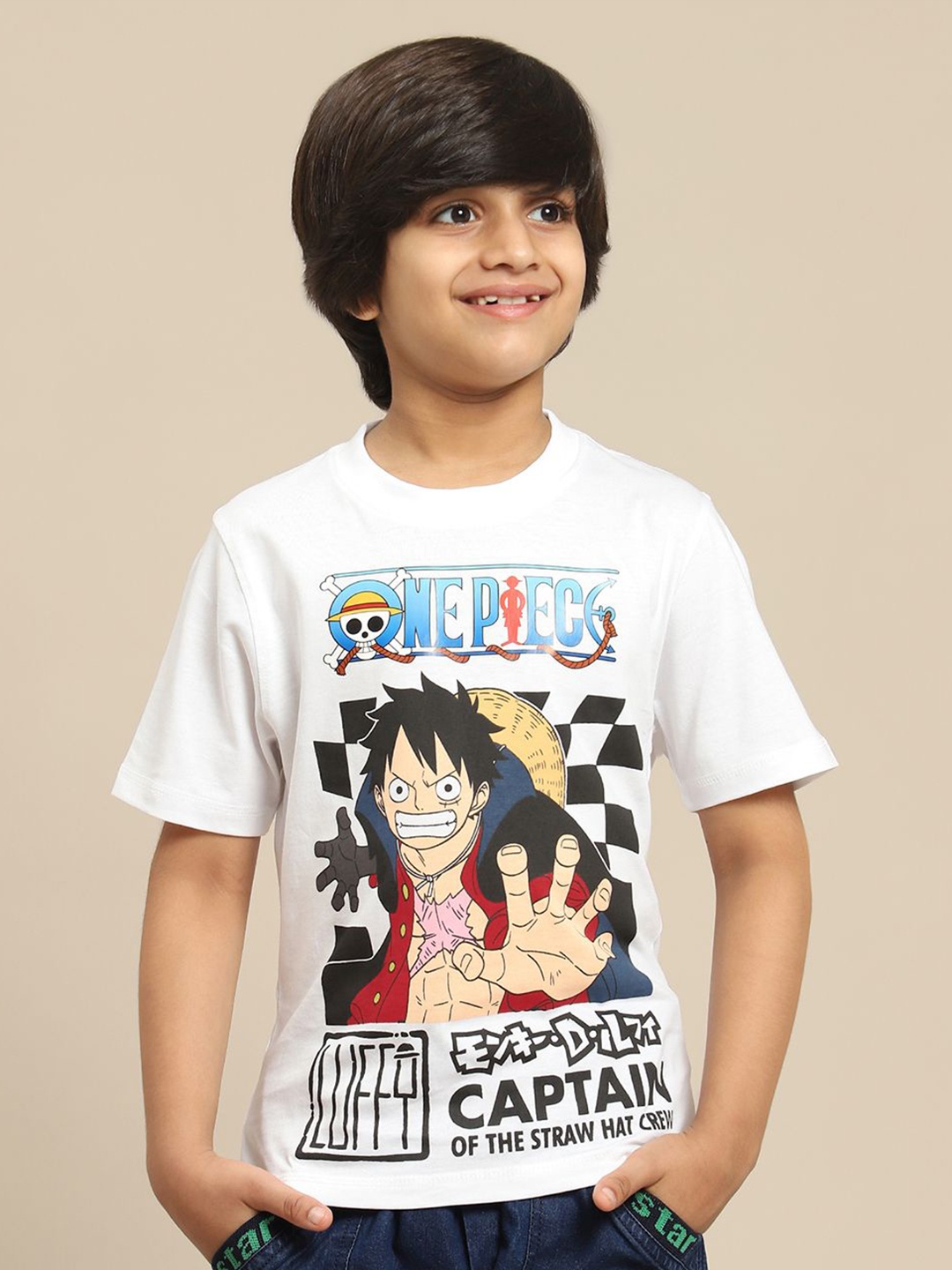 

Kids Ville Boys One Piece Graphic Printed Pure Cotton Tshirt, White