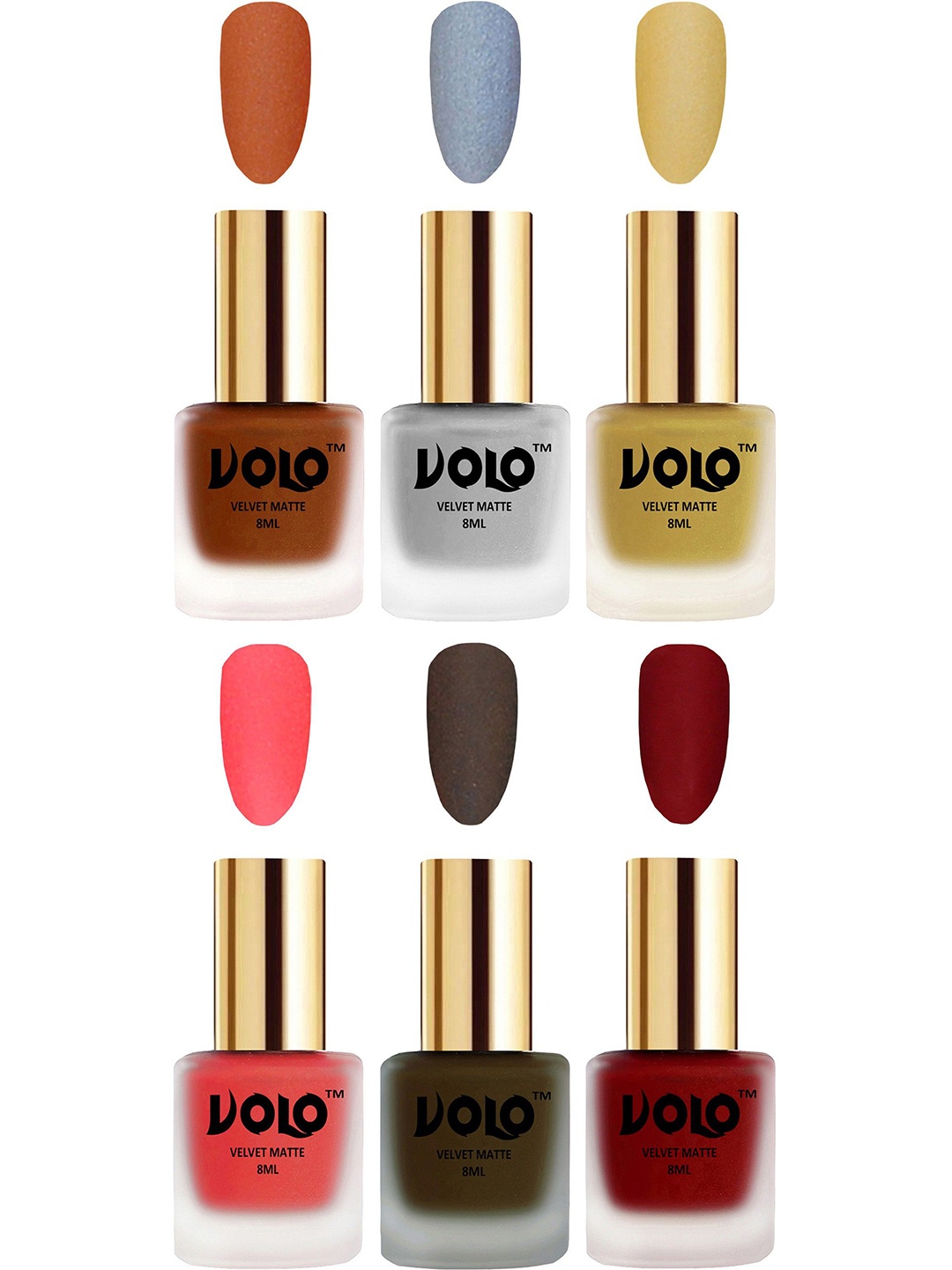 

VOLO Set Of 6 Velvet Matte Nail Polish-8 ml Each, Black