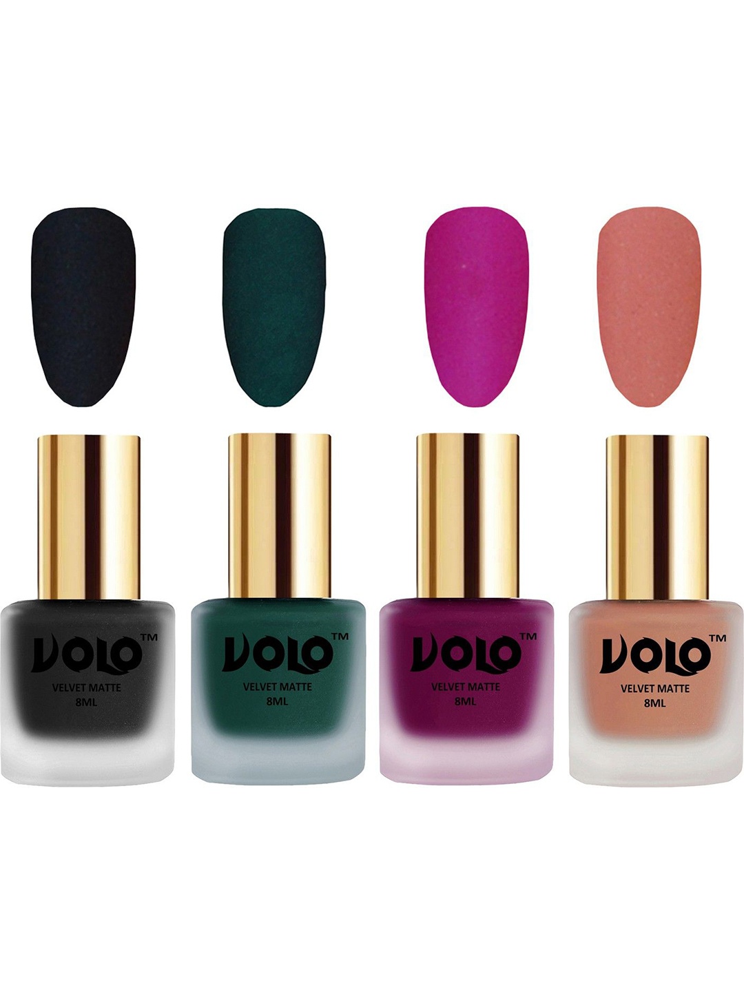 

VOLO Set Of 4 Velvet Matte Nail Polish - 8 ml Each - 5 - 12 - 14 - 38, Magenta