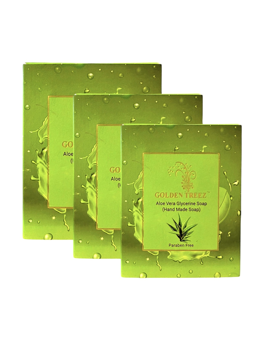 

Golden Treez Set Of 3 Aloe Vera Glycerine Soaps- 115 g Each, Green