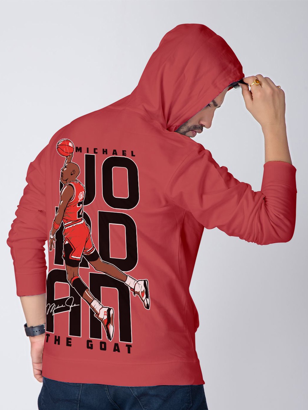 

Crazymonk Men Graphic Printed Hood Cotton Pullover Sweatshirt, Red