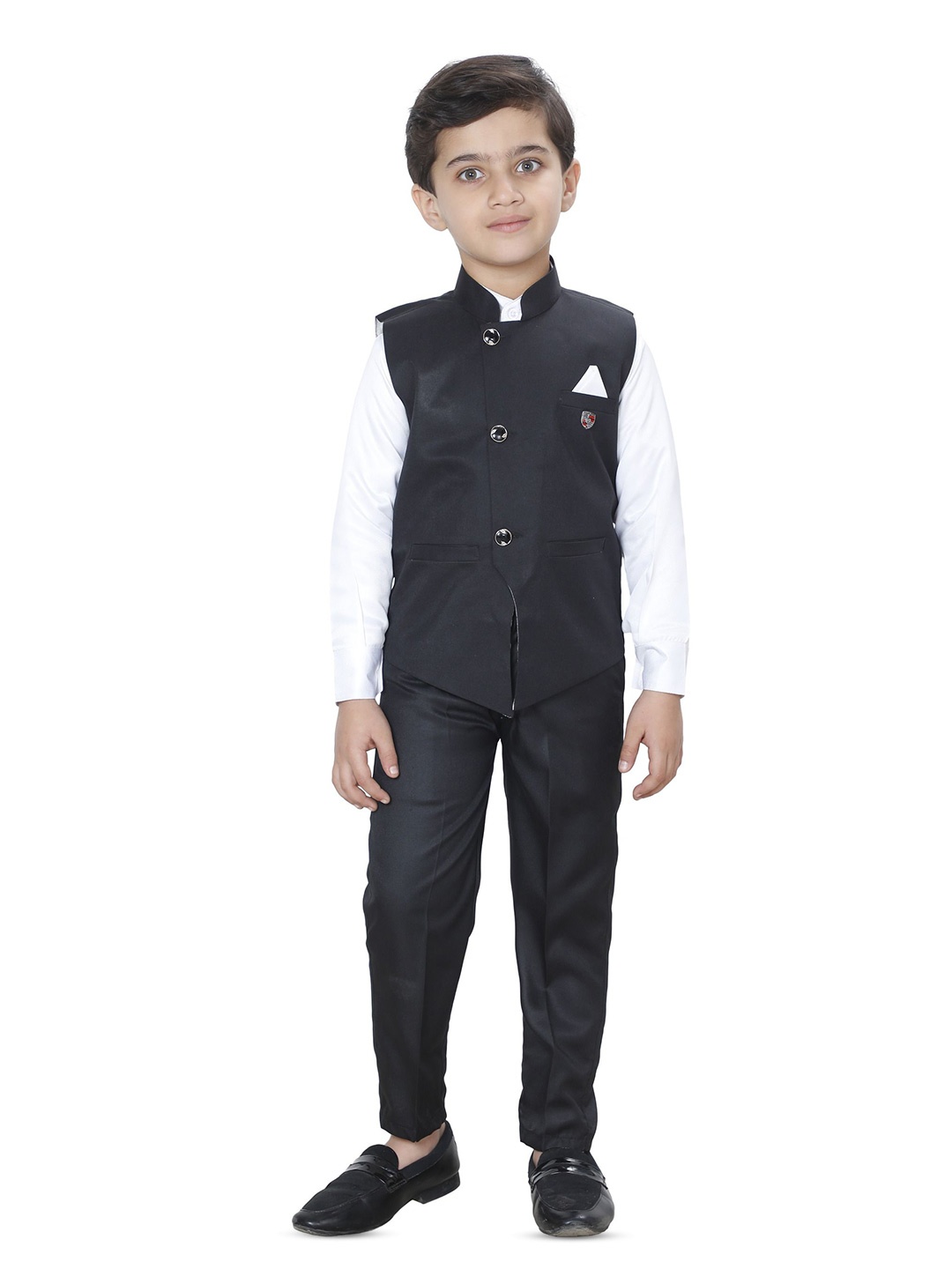 

BAESD Boys 3-Piece Sleeveless Mandarin Collar Suit, Black