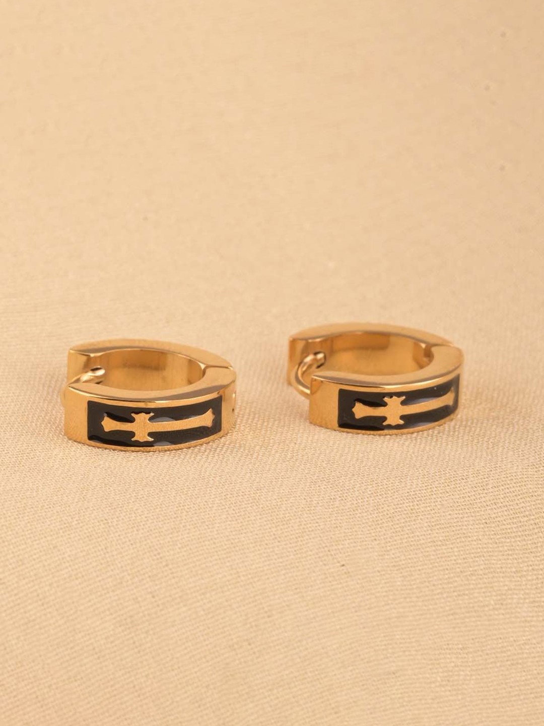 

PALMONAS Gold-Plated Stainless Steel Circular Hoop Earrings