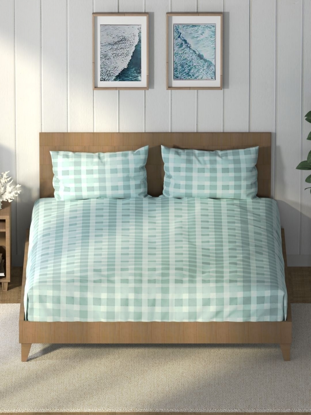 

Nautica Blue & White Printed Pure Cotton 160 TC King Bedsheet with 2 Pillow Covers