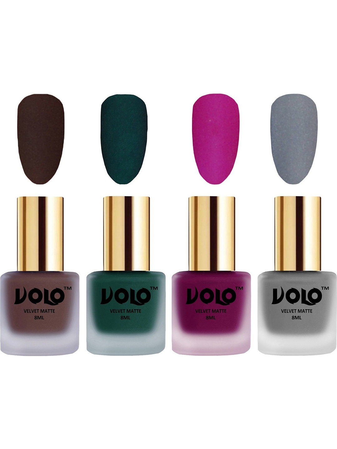 

VOLO Set Of 4 Velvet Matte Nail Polish- 8 ml Each- 2-12-14- 20, Multi